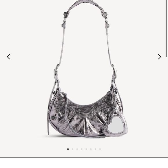 BALENCIAGA WOMEN'S LE CAGOLE SHOULDER BAG XS IN SILVER - AUTHENTIC - Picture 2 of 14